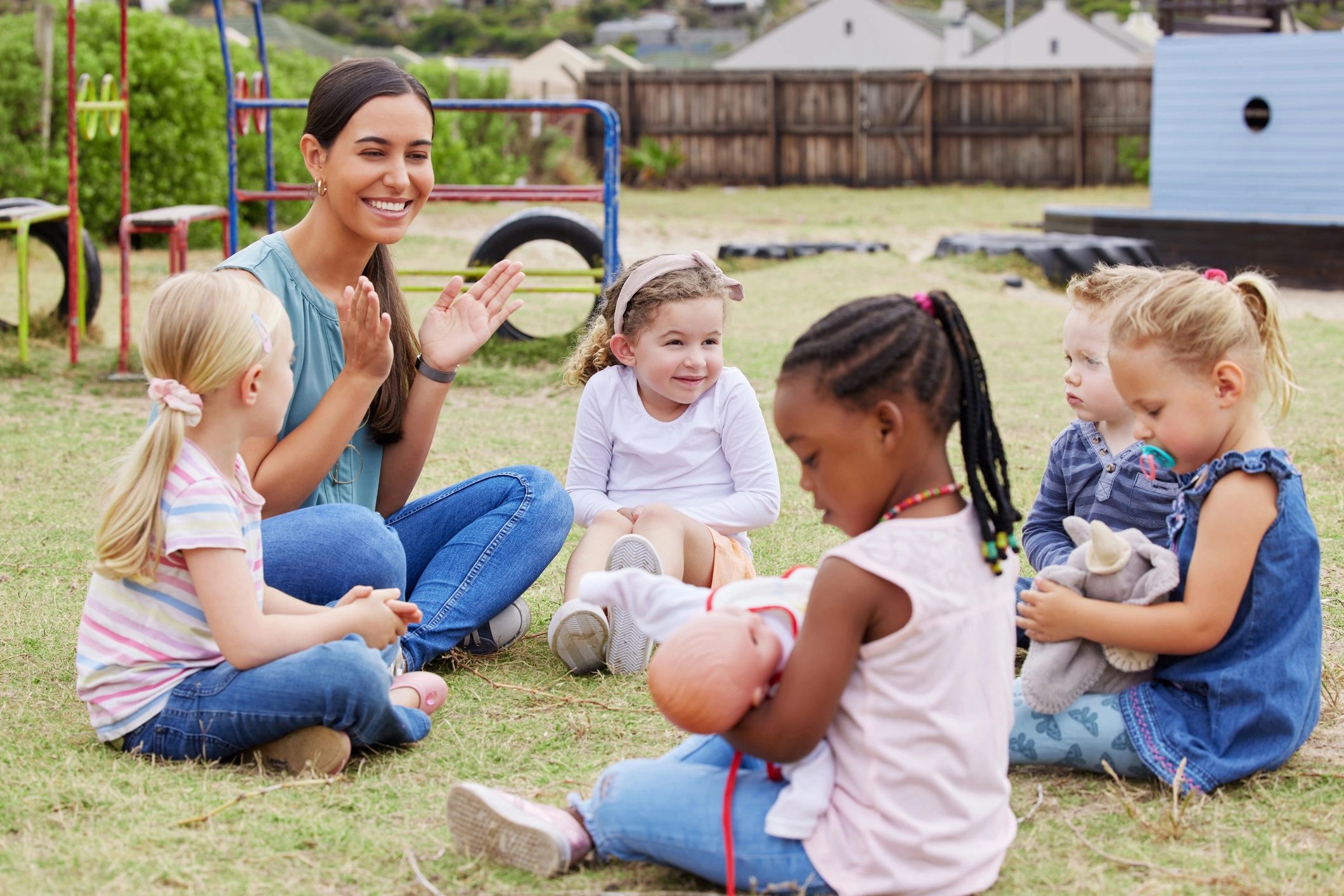 children playing outdoors daycare