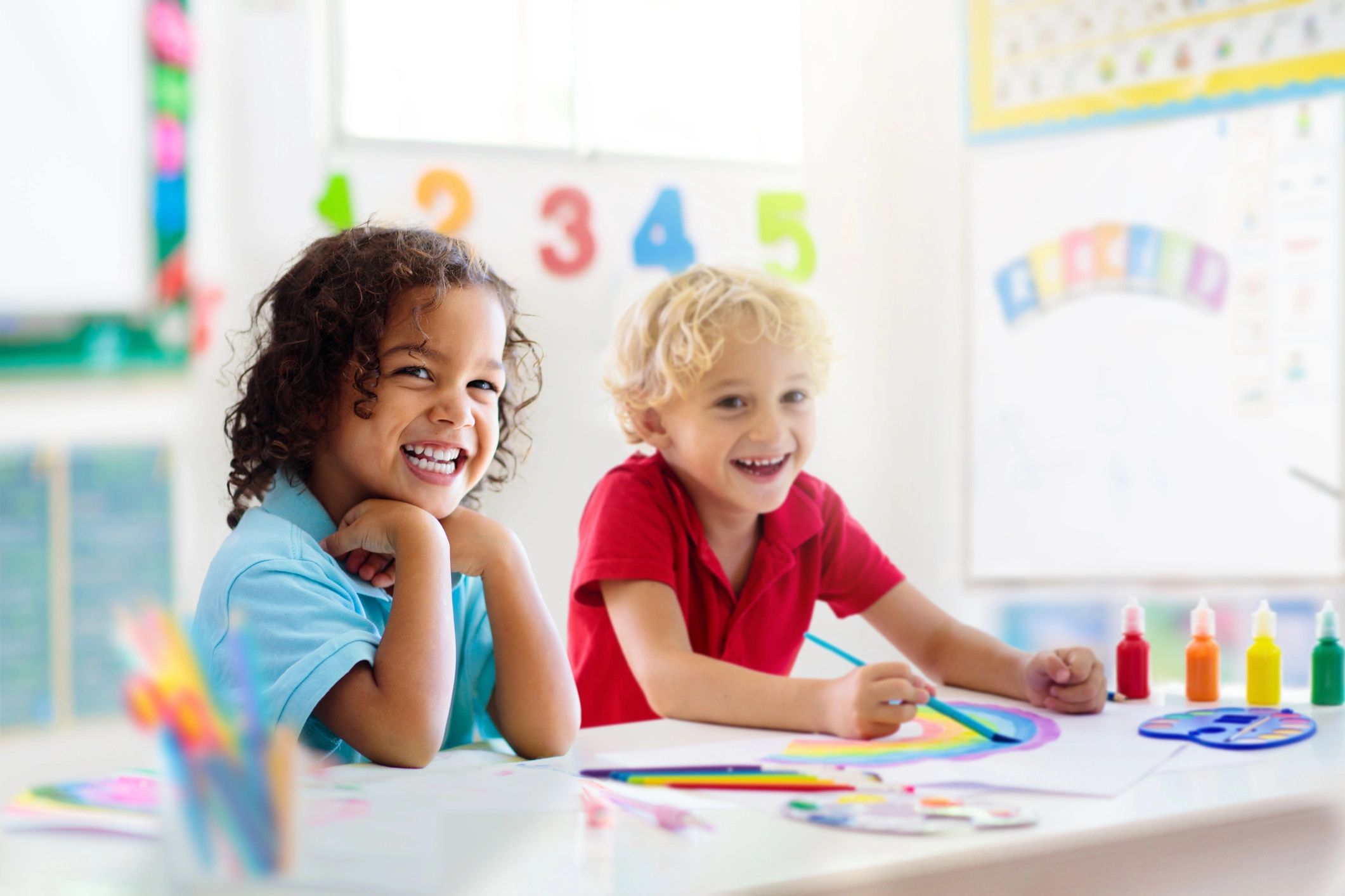 happy children daycare classroom