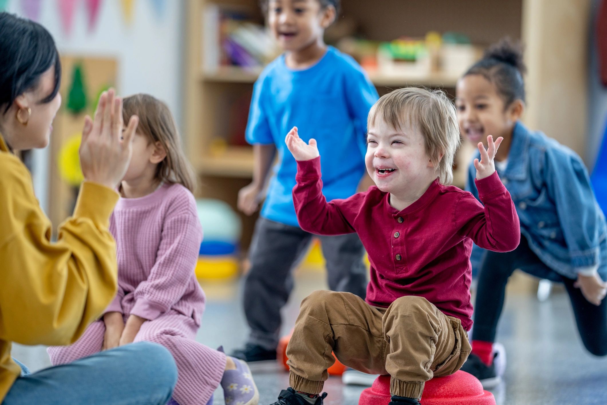 happy children daycare classroom